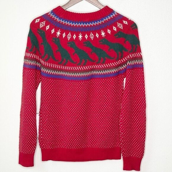 Modcloth Dinosaur T Rex Fair Isle Crew Neck Sweater - NWT - Women’s US XS - Picture 2 of 11